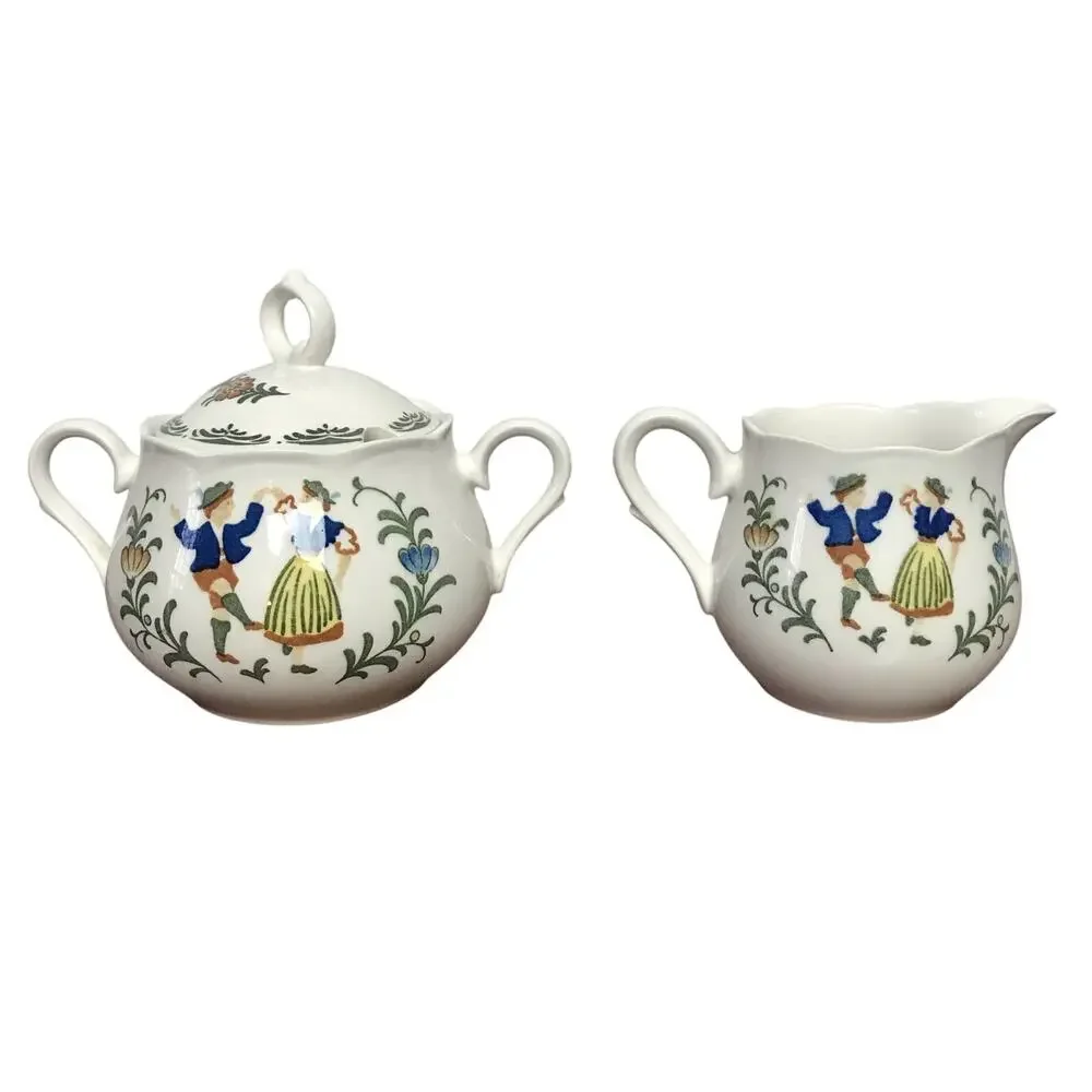 Provencial Designs By Nikko VTG French Country Dancers Creamer Sugar Bowl Set